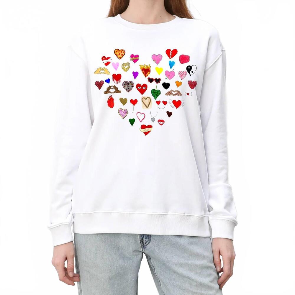 NEW UNFORTUNATE PORTRAIT unisex heart's crewneck sweatshirt in white